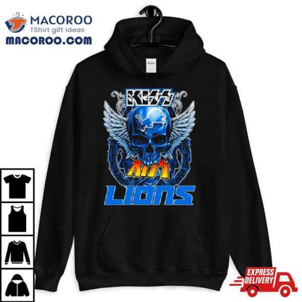 Skull Wings Kiss In Detroit Lions Football Shirt