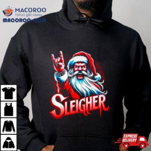 Sleigher Santa Claus Rock Christmas Funny Tshirt