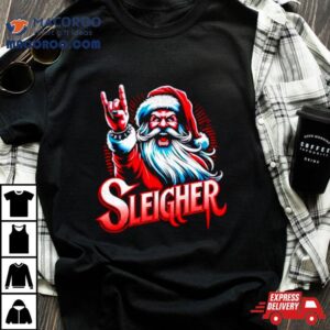 Sleigher Santa Claus Rock Christmas Funny Tshirt