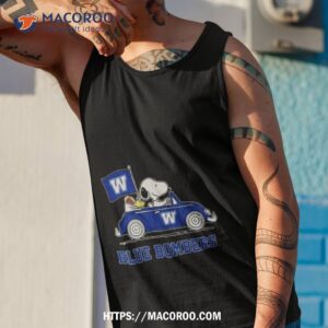 Snoopy And Woodstock Driving Car Blue Bombers Tank Top 1