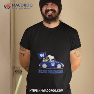 Snoopy And Woodstock Driving Car Blue Bombers Shirt