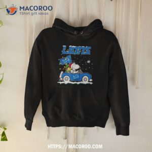 Snoopy And Woodstock Santa Detroit Lions Christmas Lights Shirt