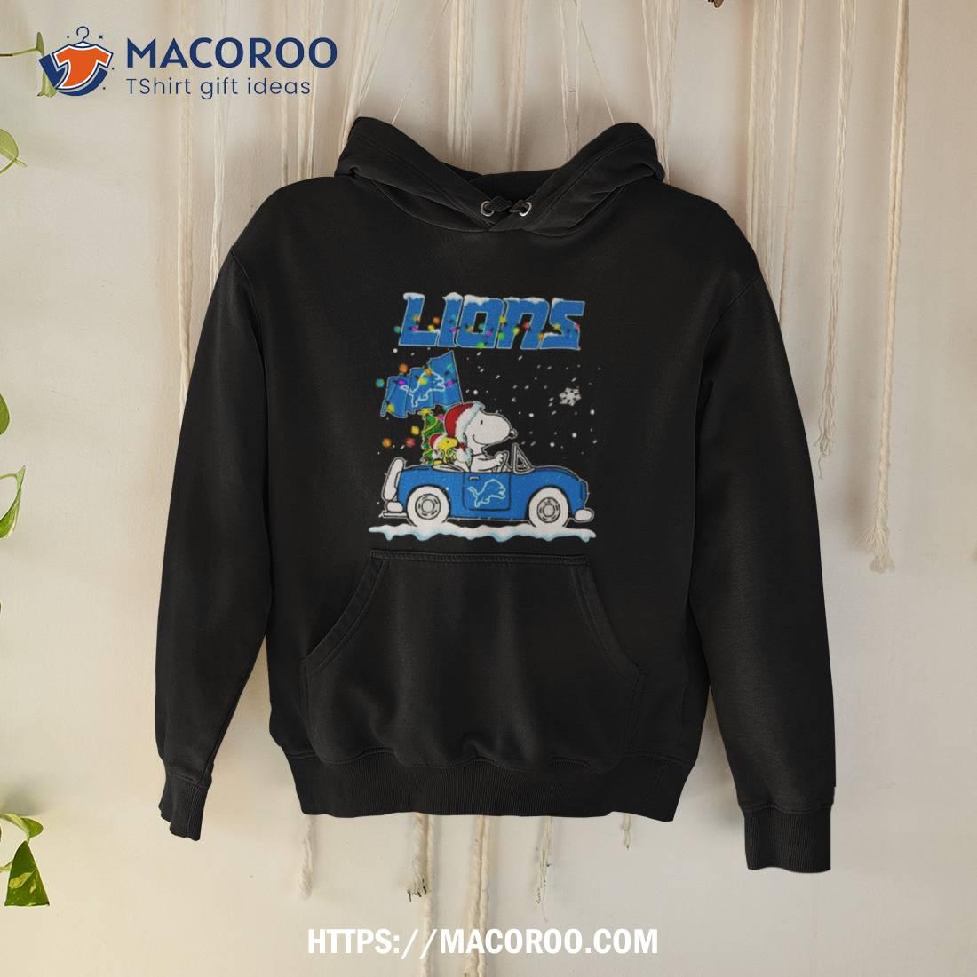 Snoopy And Woodstock Santa Detroit Lions Christmas Lights Shirt Snoopy And Woodstock Santa Detroit Lions Christmas Lights Shirt