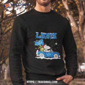 Snoopy And Woodstock Santa Detroit Lions Christmas Lights Shirt 2 Snoopy And Woodstock Santa Detroit Lions Christmas Lights Sweatshirt