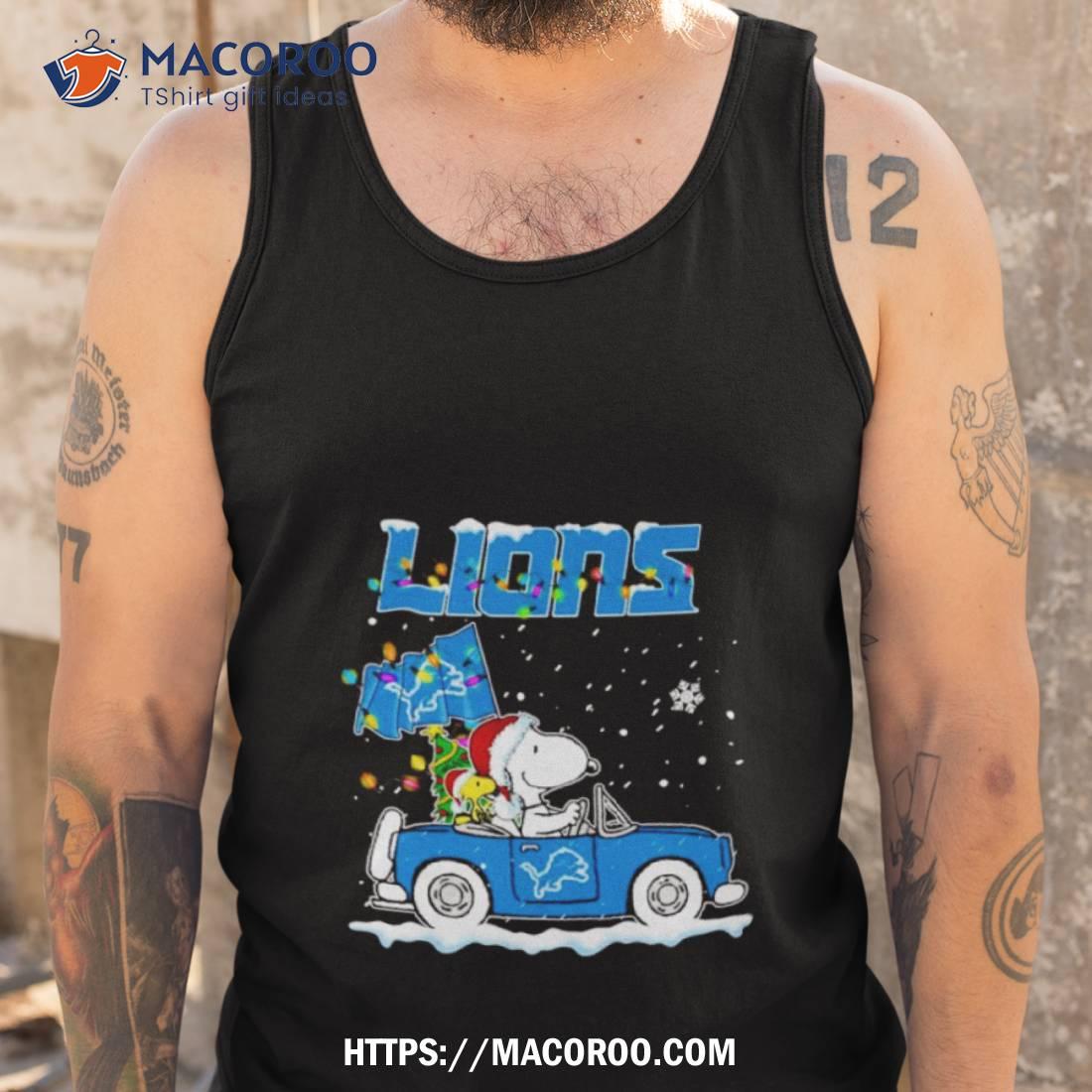 Snoopy And Woodstock Santa Detroit Lions Christmas Lights Shirt Snoopy And Woodstock Santa Detroit Lions Christmas Lights Shirt