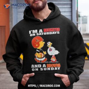Snoopy Woodstock And Charlie Brown I M A Ohio State Buckeyes On Saturdays And A Cleveland Browns On Sunday Logo Hoodie