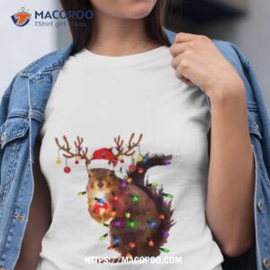 Squirrel Santa Christmas Lights Tshirt