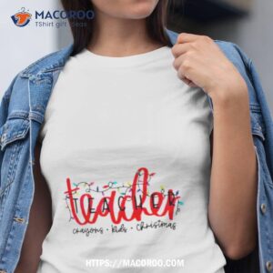 Teacher Crayons Kids Christmas Lights Shirt