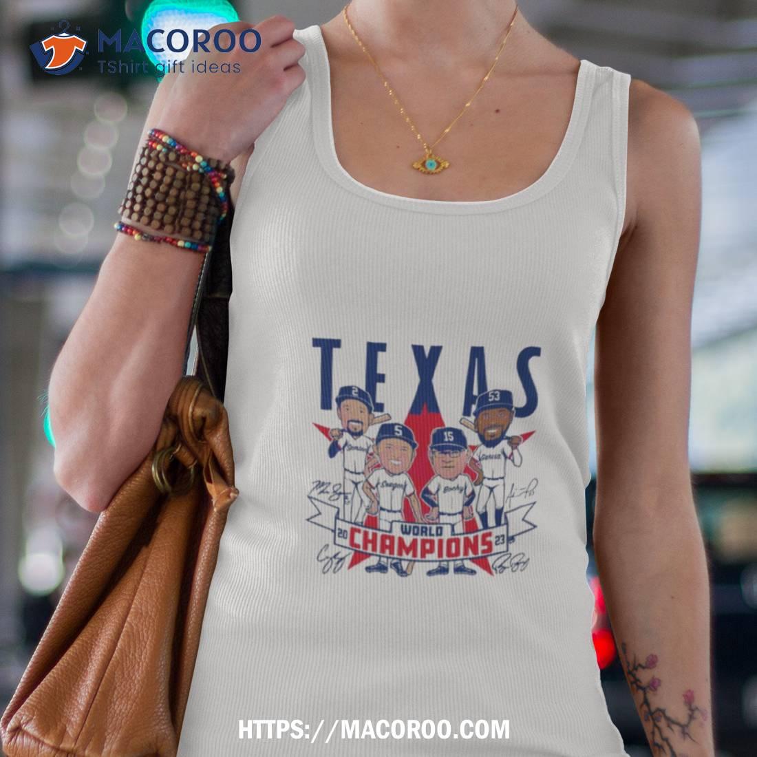 Texas Baseball World Champions 2023 Caricatures Signatures Shirt Texas Baseball World Champions 2023 Caricatures Signatures Shirt
