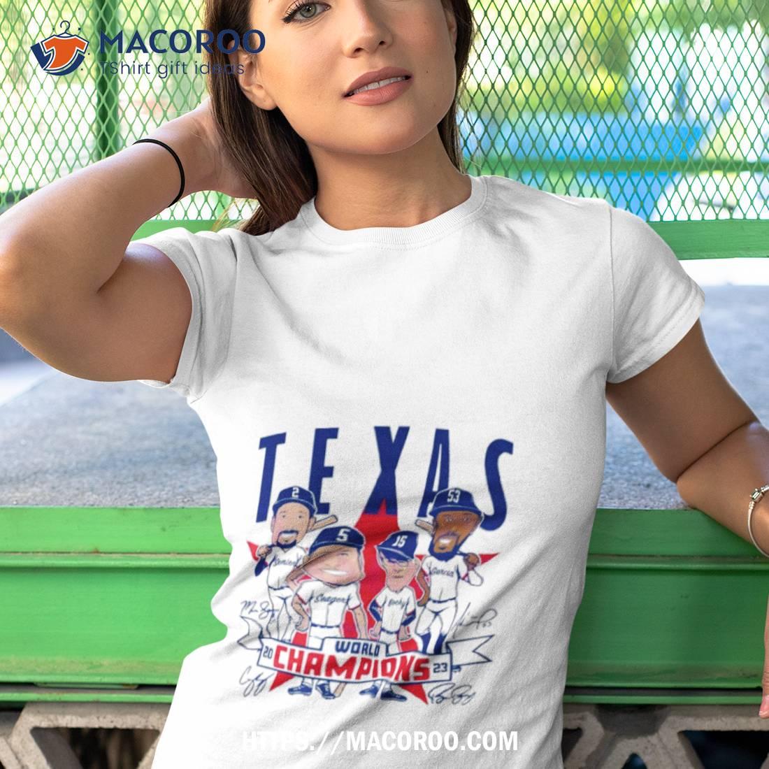 Texas Baseball World Champions 2023 Caricatures Signatures Shirt Texas Baseball World Champions 2023 Caricatures Signatures Shirt