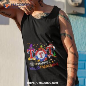 Texas Rangers Baseball Happy Hallothanksmas Shirt 3 Texas Rangers Baseball Happy Hallothanksmas Tank Top 1