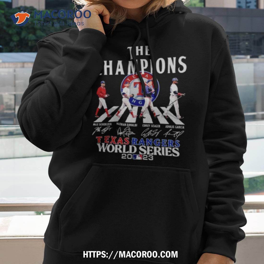 The Champions Texas Rangers 2023 World Series Players Abbey Road Signatures Shirt The Champions Texas Rangers 2023 World Series Players Abbey Road Signatures Shirt