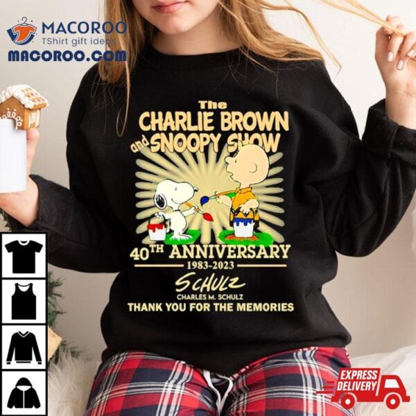 The Charlie Brown And Snoopy Show 40th Anniversary 1983 2023 Charles M.schulz Thank You For The Memories Signature T Shirt