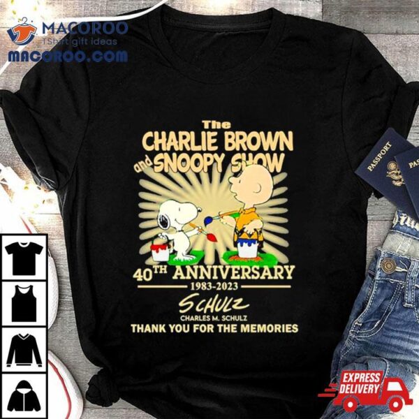 The Charlie Brown And Snoopy Show 40th Anniversary 1983 2023 Charles M.schulz Thank You For The Memories Signature T Shirt