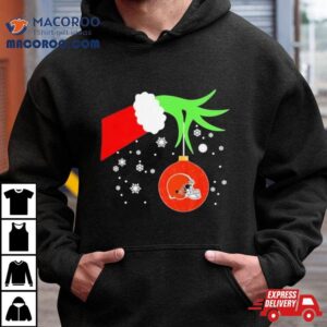 The Grinch Hand Christmas Ornament Cleveland Browns Tshirt