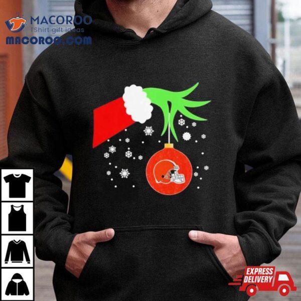 The Grinch Hand Christmas Ornament Cleveland Browns 2023 T Shirt