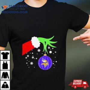 The Grinch Hand Christmas Ornament Minnesota Vikings Tshirt