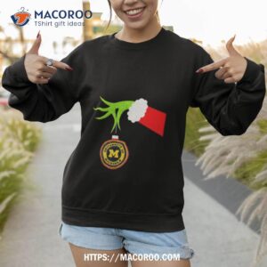 The Grinch Hand Hold University Of Michigan Christmas Sweatshirt 1