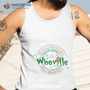 the grinch hot cocoa and christmas carols welcome whoville shirt tank top 3