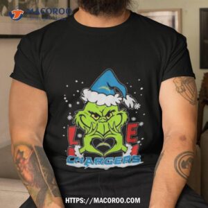 The Grinch Love Heart Los Angeles Chargers Football Christmas 2023 Shirt