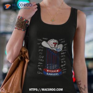 The Rangers Trophy Hat 2023 World Series Champions Signatures Shirt 2 The Rangers Trophy Hat 2023 World Series Champions Signatures Tank Top 4