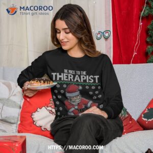 therapist santa is watching psychologist ugly christmas sweatshirt sweatshirt 1
