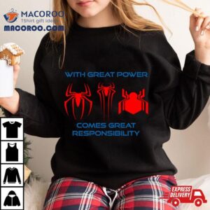 Three Spider Man Marvel With Great Power Comes Great Responsibility Tshirt