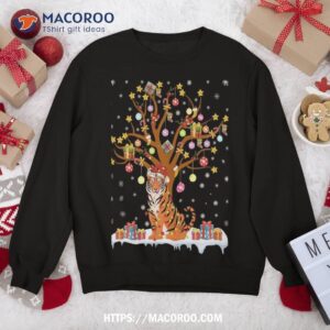 tigers lighting xmas tree gift tiger christmas sweatshirt sweatshirt