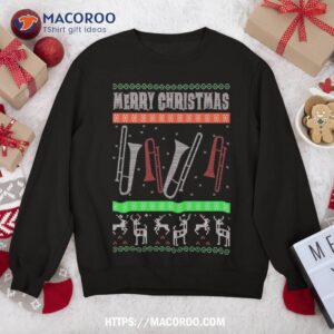 trombone ugly christmas sweater for band player sweatshirt sweatshirt