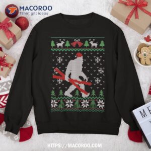 Ugly Christmas Sasquatch Ski Sweatshirt Skiing Gift
