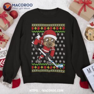 ugly christmas sweater kids sloth hockey player youth boys sweatshirt sweatshirt