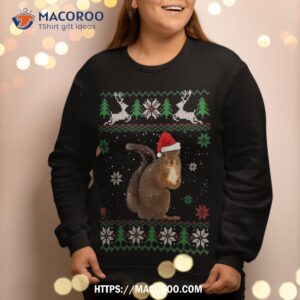 ugly sweater christmas squirrel lover santa hat animals sweatshirt sweatshirt 2