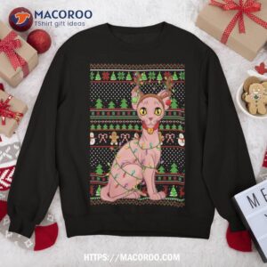 Ugly Xmas Sweater Style Lighting Sphynx Cat Christmas Sweatshirt