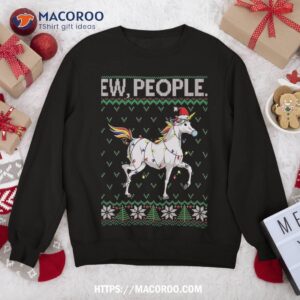 Unicorn Face Mask Ew People Ugly Christmas Sweatshirt