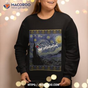 van gogh starry night santa sleigh christmas sweatshirt sweatshirt 2