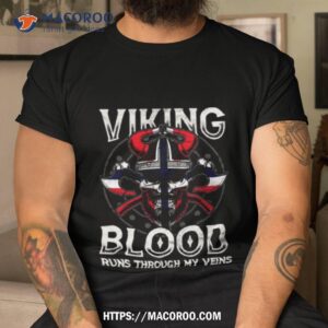 Viking Blood Norwegen Flag Skull Norwegian Shirt