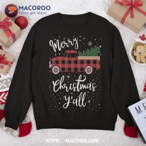 Vintage Buffalo Plaid Red Truck Merry Christmas Y’all Sweatshirt