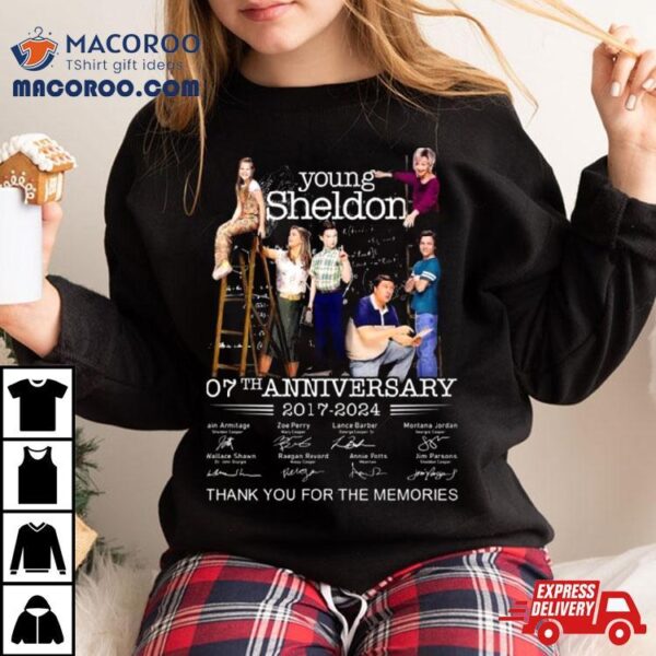 Young Sheldon 07th Anniversary 2017 2024 Signatures Thank You For The Memories T Shirt