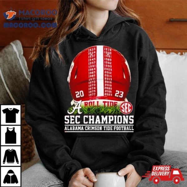 2023 Sec Champions Alabama Crimson Tide Helmet Time Shrit