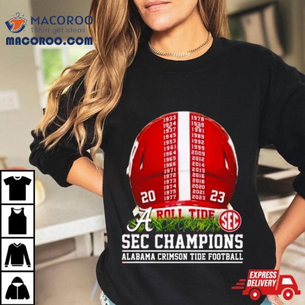 2023 Sec Champions Alabama Crimson Tide Helmet Time Shrit