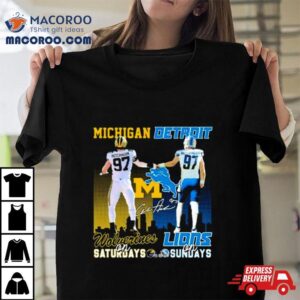 7 Hutchinson Michigan Wolverines On Saturdays Detroit Lions On Sundays Signatures Shirt