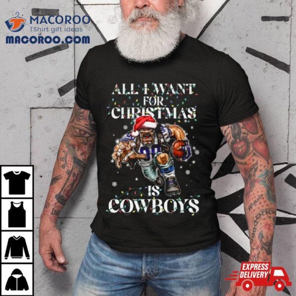 All I Want For Christmas Is Dallas Cowboys Mascot Light Christmas Shirt