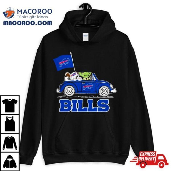 Baby Yoda Drive A Car Buffalo Bills Football Flag Logo Shirt