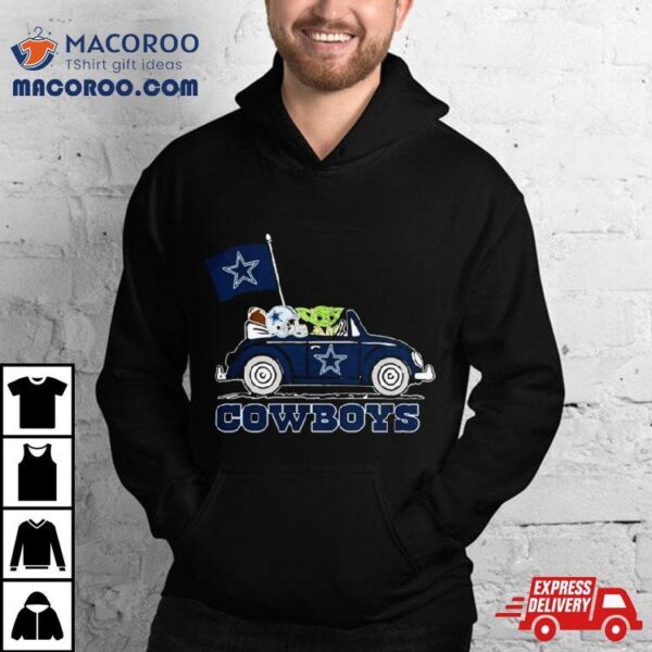 Baby Yoda Drive A Car Dallas Cowboys Football Flag Logo Shirt