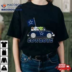 Baby Yoda Drive A Car Dallas Cowboys Football Flag Logo Tshirt