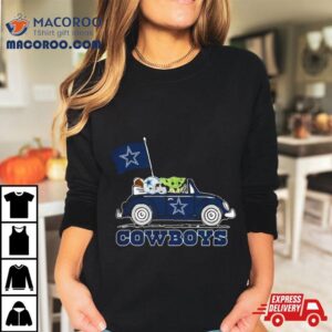 Baby Yoda Drive A Car Dallas Cowboys Football Flag Logo Tshirt