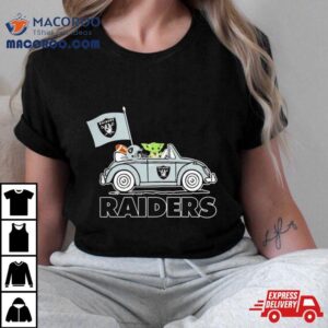 Baby Yoda Drive A Car Las Vegas Raiders Football Flag Logo Tshirt