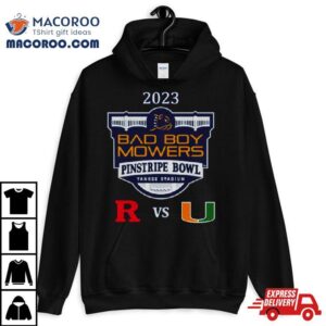 Bad Boy Mowers Pinstripe Bowl Miami Vs Rutgers Yankee Stadium Bronx Ny Cfb Bowl Game Tshirt