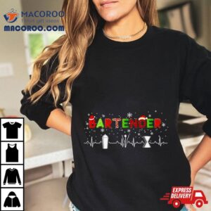 Bartender Heartbeat Christmas Tshirt