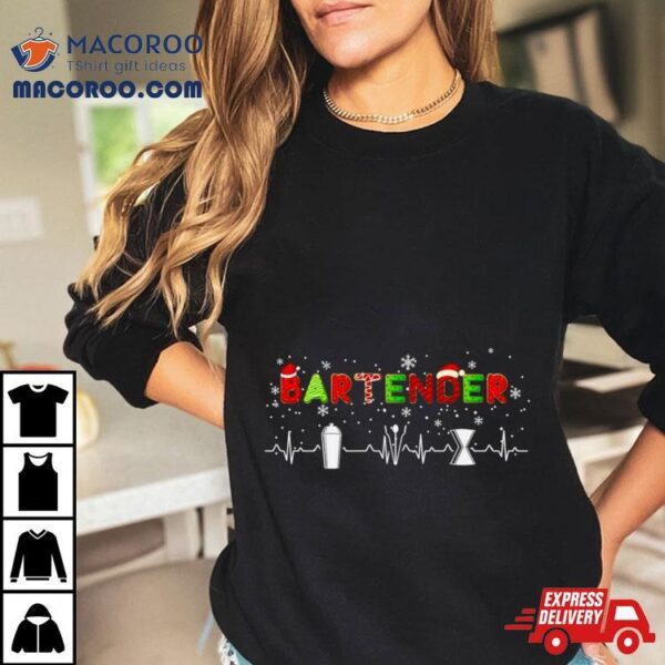 Bartender Heartbeat Christmas Shirt